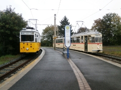 Historischer Zug 56-82-101  und Tw 215, Waltershausen-Gleisdreick, 21.09.2014, (c) Schneider