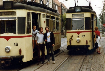 Gotha Tram Drivers in Gotha, DDR. August 1989.