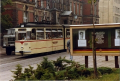 Strassenbahn Gotha,Thüringen. Gotha G4-65 tram no 207 at Gotha Post Office, Aug 1989