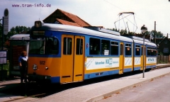 Triebwagen 502 an der Haltestelle Huttenstraße. (7. August 1997)