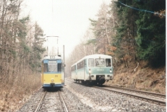 Tw 212,DB 772 139-2 bei Reinhardsbrunn Bahnhof 25.2.1995