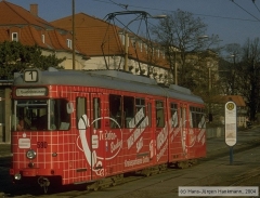 Triebwagen 590, Gotha 590 - GT6, Aufnahmeort: Hauptbahnhof, Hersteller: DUEWAG/Siemens, 1958 (1995 ex Bochum 290), (26.02.2000)