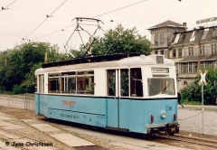 Triebwagen 38 am Hauptbahnhof. (06. Juli 1992)