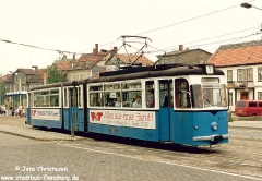 Triebwagen 209 an der Haltestelle Huttenstraße. (06. Juli 1992)