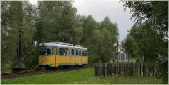 Altes Blech. Der Oldie Tw 592 hat seinen Dienst in Waltershause beendet und strebt nun dem Feierabend entgegen. (16. August 2005)