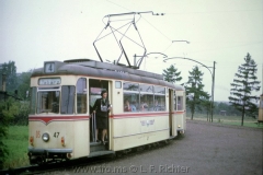 Tw 47, ET57 Gotha 1963, Linie: 4, Waltershausen Gleisdreieck. (10.1967, Earl W. Clark, Jr. Photo)
