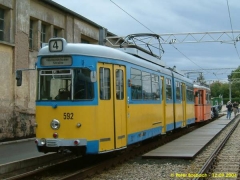 Triebwagen 592, der ex - Bochumer auf den Gleis neben TW 47 und TW 320. (12.9.2004)