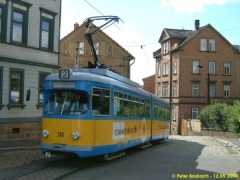 Triebwagen 318 am Nelkenberg. (12.9.2004)