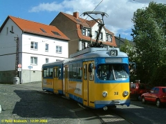 Triebwagen 318 nochmals am Nelkenberg. (12.9.2004)