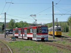 TW 311 (CKD 1990) ex Erfurt 548 verlässt das Gleisdreieck in Richtung Gotha