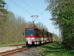 Begegnung mit dem führenden TW 310, der Richtung Tabarz unterwegs ist.