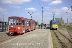 Triebwagen 304, ebenfalls ein KT4D mod mit Sparkassen-Vollwerbung. (10. April 2002)