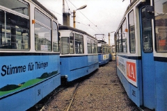Betriebshof. Fahrzeuge des Stadtverkehrs. (Dezember 1991)