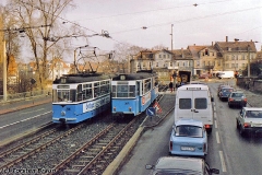 Triebwagen 201 und 205 am Ende der Gartenstraße. (zwischen 1991 und 1994)