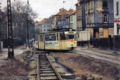 Triebwagen 206 in der Waltershäuser Straße. (Dezember 1991) (c) Heiko Schiefelbein