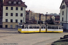 Triebwagen 215 am Nelkenberg. (zwischen 1991 und 1994) (c) Heiko Schiefelbein
