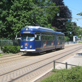 Triebwagen 408 in der Bürgeraue. (20. Juni 2005)