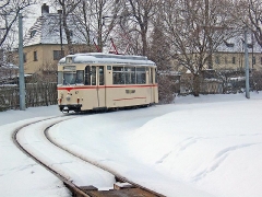 TW 47 in der Wendeschleife am Betriebshof. (29. Januar 2005)