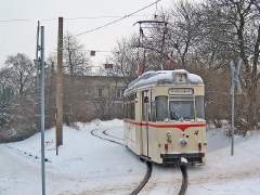 Fotosonderfahrt 01/2005. TW 47 kommt aus der Wendeschleife am Hbf. (29. Januar 2005)