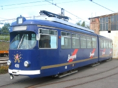 Triebwagen 408. Der Braugoldzug auf dem Betriebshof. (12. September 2004)