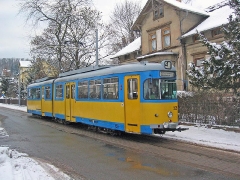 Triebwagen 528 in Walterhausen. (29. Januar 2005)
