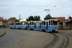 Die nachmittägliche Fahrt der Linie 2E wurde mit zwei Heck-gekuppelten Kt4D (Tw 302 und Tw 303) durchgeführt. (Juni 1989)  Soweit meine Aufnahmen vom ersten Besuch in Gotha.