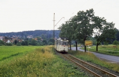 Zwischen Schnepfental und Gleisdreieck. Zwischen der Wiese links und den ersten Häusern verläuft die Reichsbahnstrecke Fröttstädt-Friedrichroda.