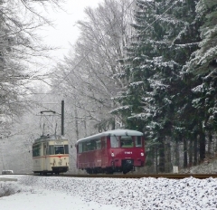 Tw 47 und EBS 772 345, zwischen Reinhardsbrunn und Schnepfenthal, 25.01.2014 (4), (C) Quaß